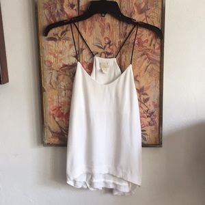 H&M HM HIGH END LINE WHITE BLACK LEATHER STRAPS TANK TOP BLOUSE 2
